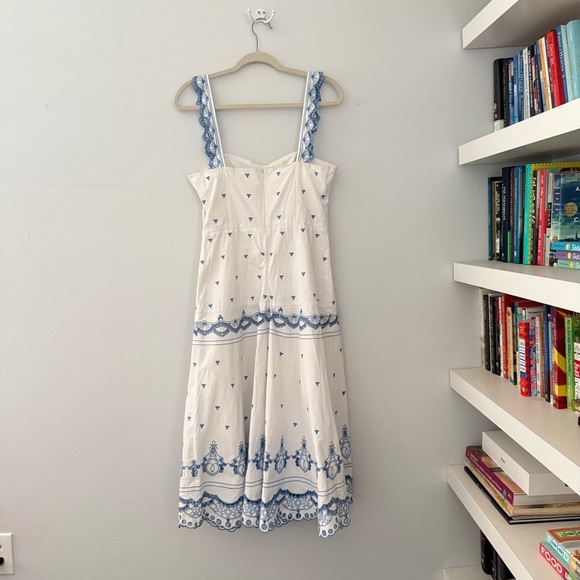 Jonathan Simkhai white & sky blue eyelet midi dress S/M Please read about size - Picture 7 of 16